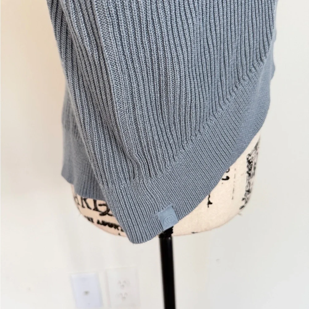 lululemon Reversible Crossover Sweater Blue Chambray Cashmere Blend Sz 12